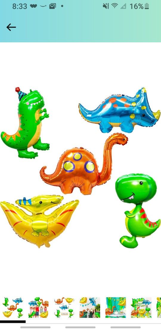 Dinosaur Balloons Dinosaur Birthday Party Supplies 5pcs Large Dinosaur Foil Balloons Aluminum Mylar Helium Jungle Balloons or Baby Shower Jungle Juras