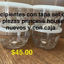 Recipientes Con Tapa Set De 4 👉 princess house todo nuevo y con caja 📦