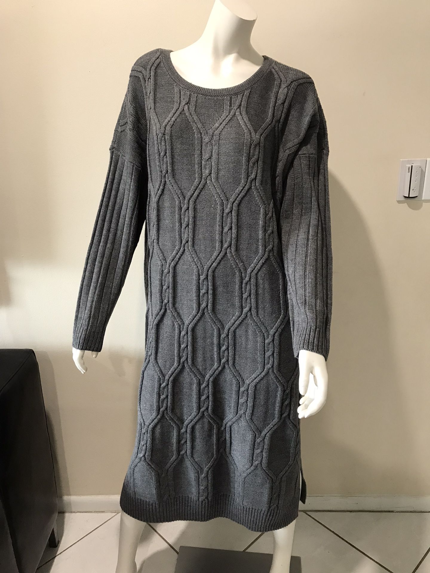 Blue Orchid Women Plus Sweater Dress/tunic/size 1X/med Hthr Grey/brand New