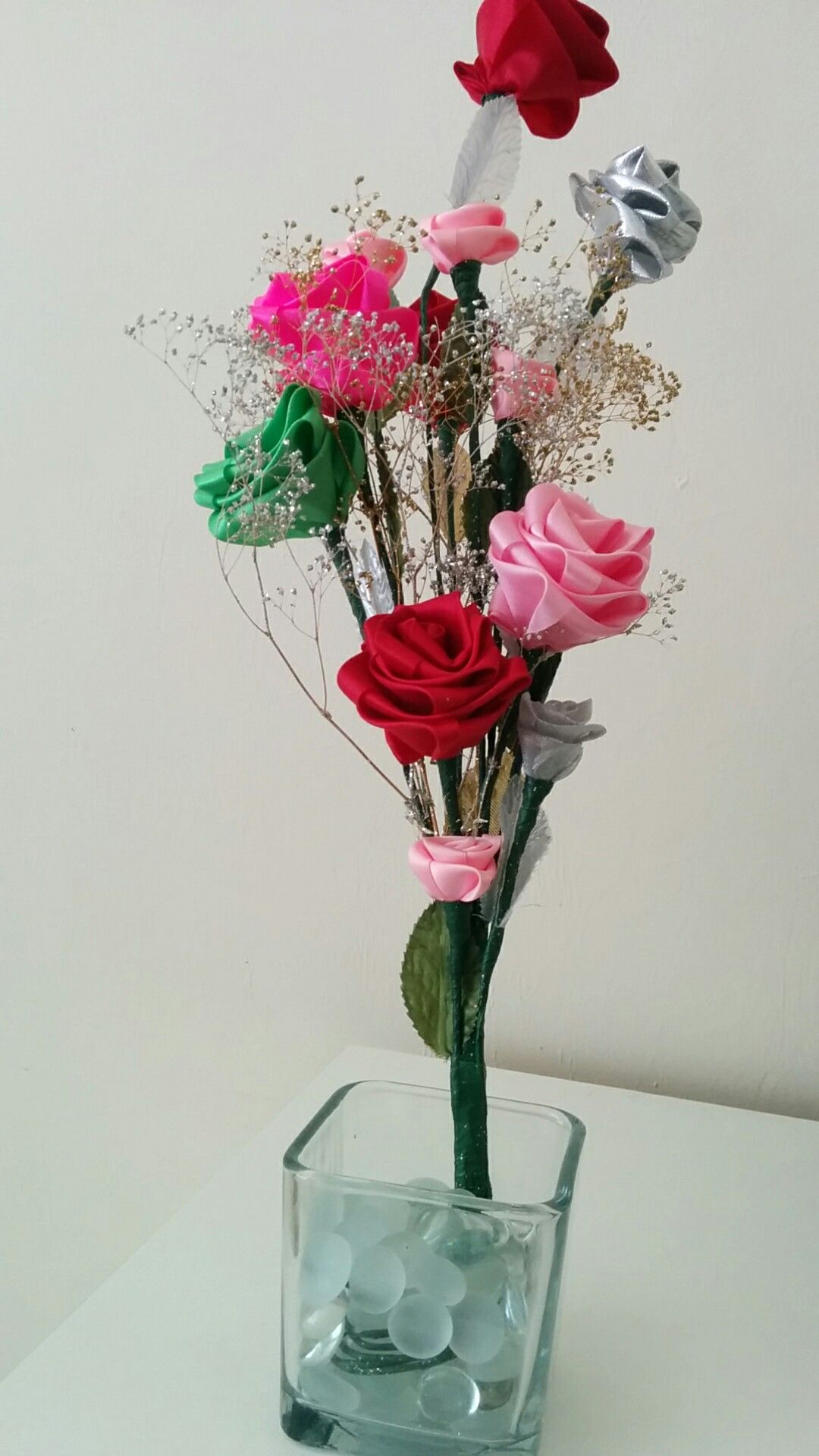 Beautiful handmade roses with pot