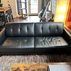 Dania Black Leather Couch 