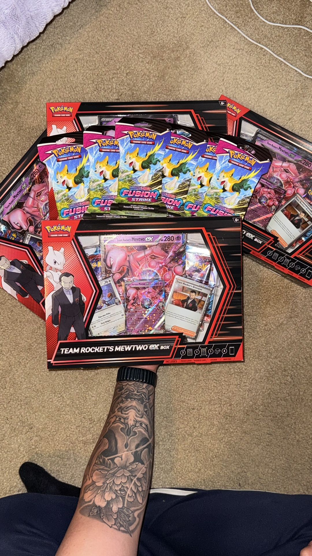 Pokémon TCG: (Bundle) Destined Rivals Pokemon TCG Team Rockets Mewtwo EX Box Sealed & Pokémon TCG: Sword & Shield-Fusion Strike Sleeved Booster Pack.