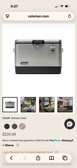 Coleman 54qt stainless steel cooler