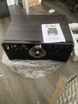 Victrola VTA-270PB Entertainment Center Record Player CD Radio
