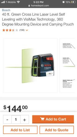 New Bosch 40 ft. Green Cross Line Laser Level Model #GLL 40-20 G 