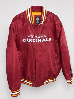 Arizona Cardinals NFL Team Apparel Satin Bomber Jacket Men’s Large Red Embroidered