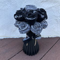 Bandana Rose Bouquet Black And Grey