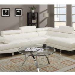 White Faux Leather Sectional Sofa 