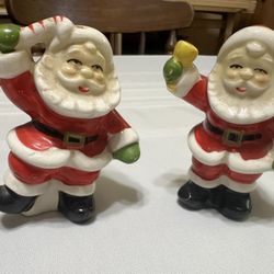 Vintage Napco Dancing Santas Salt & Pepper Shakers 