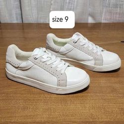 White and Beige Sneakers, Women's Size 9