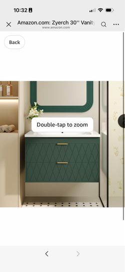 30'' Vanity Bathroom with Sink Combo, Wall Mounted Floating Cabinet for Media Space, Freestanding Storage Vanity with 2 Drawers-Turquoise