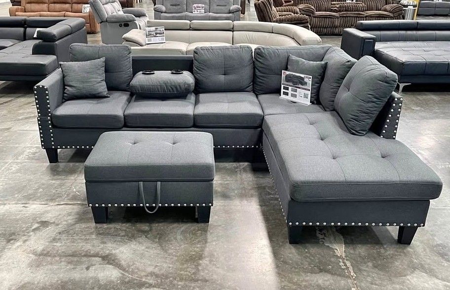 BRAND NEW 3PCS SECTIONAL SOFA SET WITH OTTOMAN AND ACCENT PILLOW INCLUDED $379