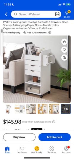 LYYHTY Rolling Craft Storage Cart with Drawers