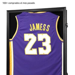 Jersey display case, large shadow box with lock, sports jersey frame with 98% acrylic UV protection and hanger for baseball, basketball, soccer shirt