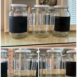 Big glass storage jars with lids (set of 3) 