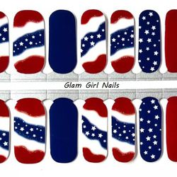 Patriotic Red White And Blue!FFBoutique Nail Polish Strip!Free Sample/Entries!