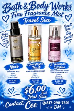 Bath & Body Works Travel Size Fine Fragrance Mist Set
