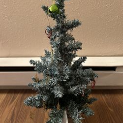 Snowy Pine Tree With Burlap Base