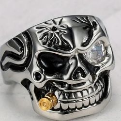316L Stainless Steel Retro Skull Rings 