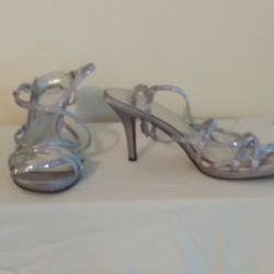 Silver, Sequenced, Dress, Sandal Heels