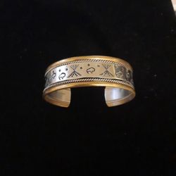 Sterling Silver  & 12kt Gold Fill Navajo Cuff Bracelet 