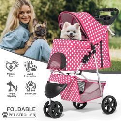 LARGE POLKA DOT PINK PET STROLLER ❗️🌸🎀💕