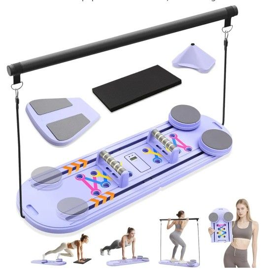 Sealed/New Pilates Board, 6 in 1 Pilates Reformer Sets, Foldable Portable Abdominal Board, Pilate Sliding Board Core Exercise Pilates Equipment