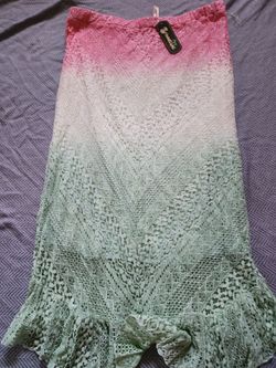Ombre Lace Midi Skirt with Ruffle Hem