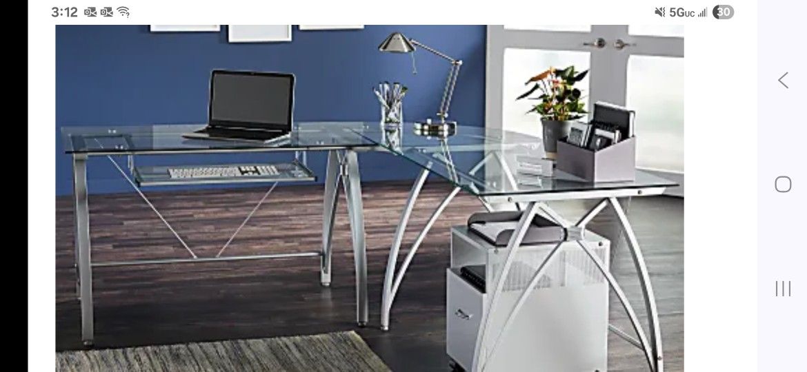 RealSpace Glass L Shaped Desk