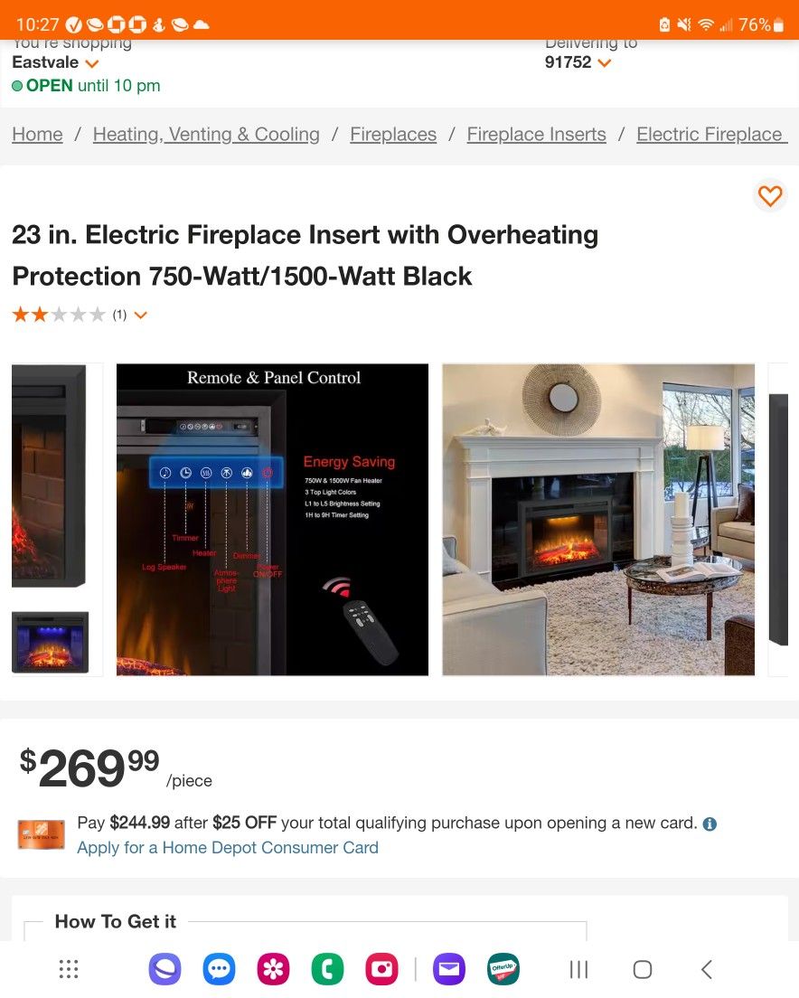 Electric Fireplace Heater...insert With Overheating Protection