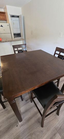 ​Counter Height Dining Table Set with Chairs – Dark Wood.
