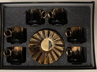 Black & Gold Espresso Cups Set
