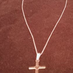 925 Sterling Silver Cross W/Heart Necklace 