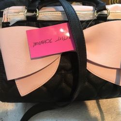 Betsey Johnson Blush Pink Bow Satchel With Pouch, Crossbody