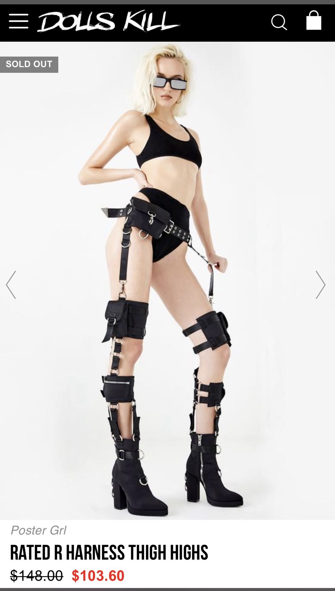 Dolls Kill Poster Girl Thigh High Harness Boots