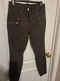 Jennifer Lopez Skinny Jeans Brown Gold Zippers