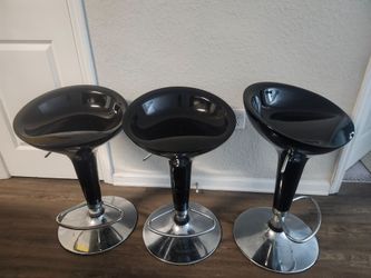 Set of 3 Black Adjustable Bar Stools