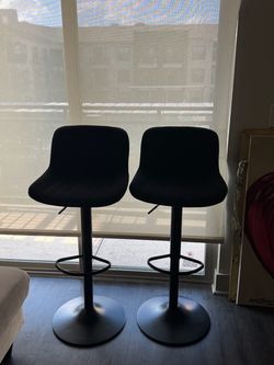 Set of 2 Black Adjustable Bar Stools