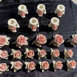 Large Lot of Vintage Porcelain Decor with Roses
