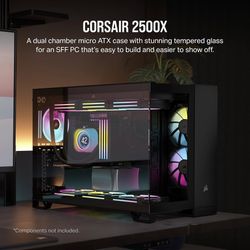 NEW SEALED CORSAIR 2500X Tempered Glass mATX PC Case – Dual-Chamber Design – Wide Cooling Flexibility – Reverse Connection Motherboard Compatible – Bl