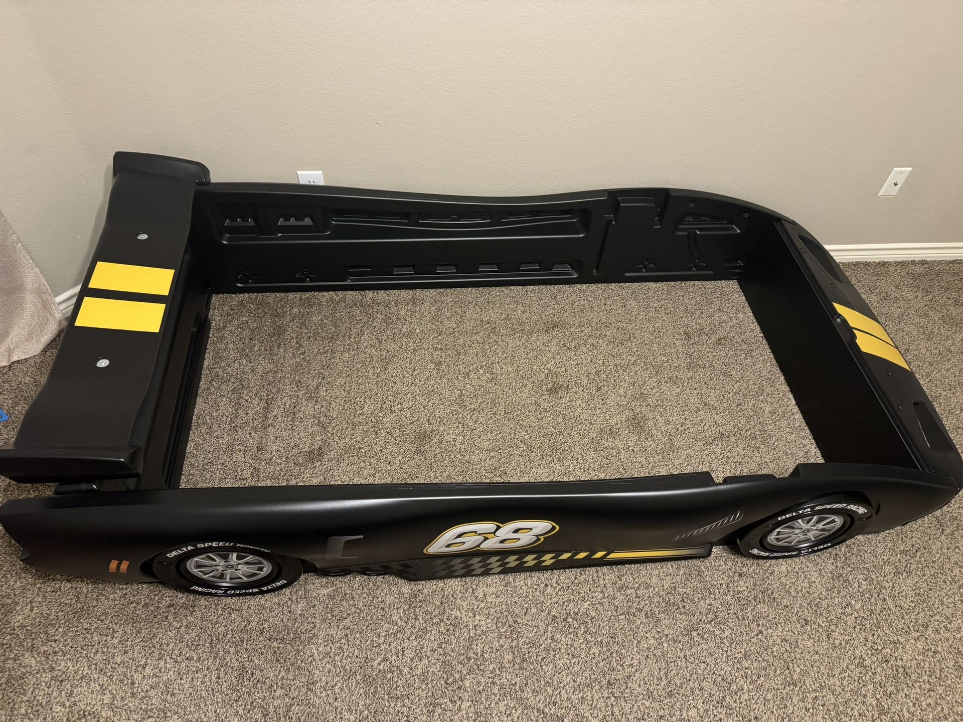 Delta Children Turbo Race Car Twin Bed, Black