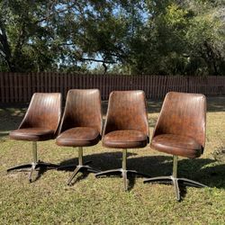 Vintage Chromecraft Leather Swivel Chairs