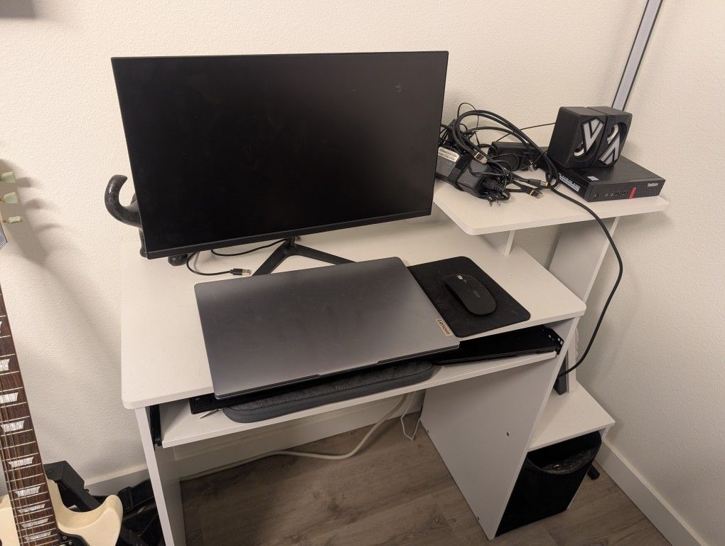 Home Office Setup Laptop, Mini PC, Wireless Keyboard/Mouse And Desk