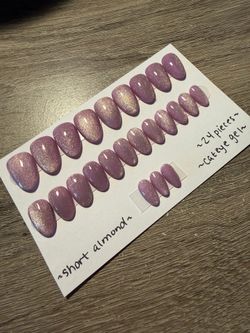 Purple cateye 24pc press on nail set