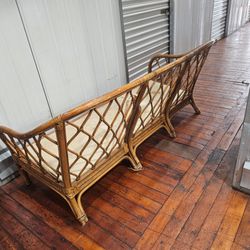 Vintage Rattan/Wicker Curved Loveseat