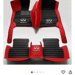 Custom Fit Luxury XPE Leather Car Floor Mats for Infiniti G25 G35 G37 2 Door Coupe (G25 G35 G37 2 Door Coupe,Black red2)
