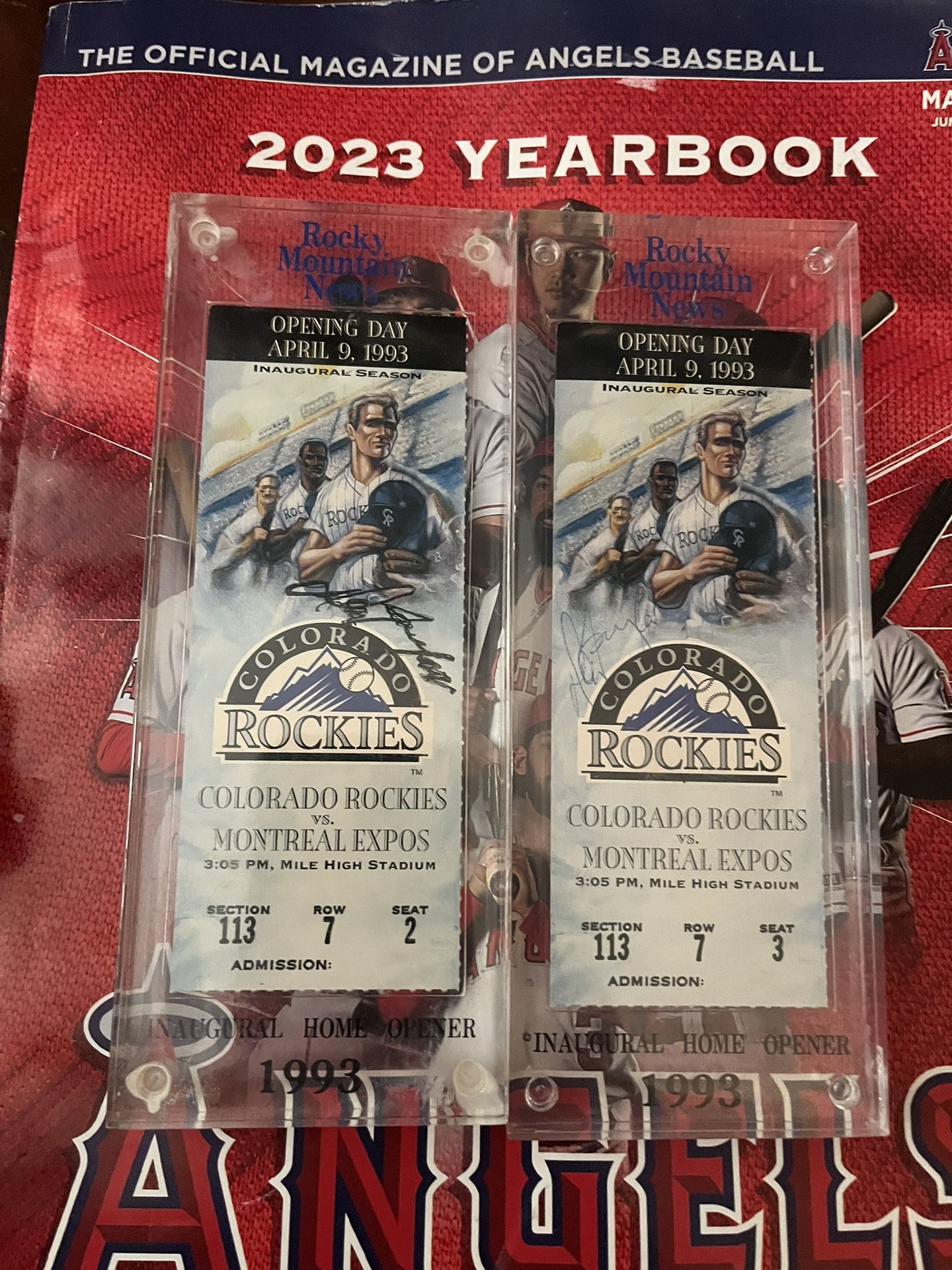 Autographed 1993 Rockies Baseball Tickets