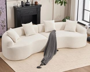 KEIKI Curved Chenille Sectional Sofa 4-Seater