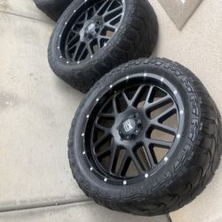 KMC XD Series XD820 Grenade Black Rims With Tires X4
