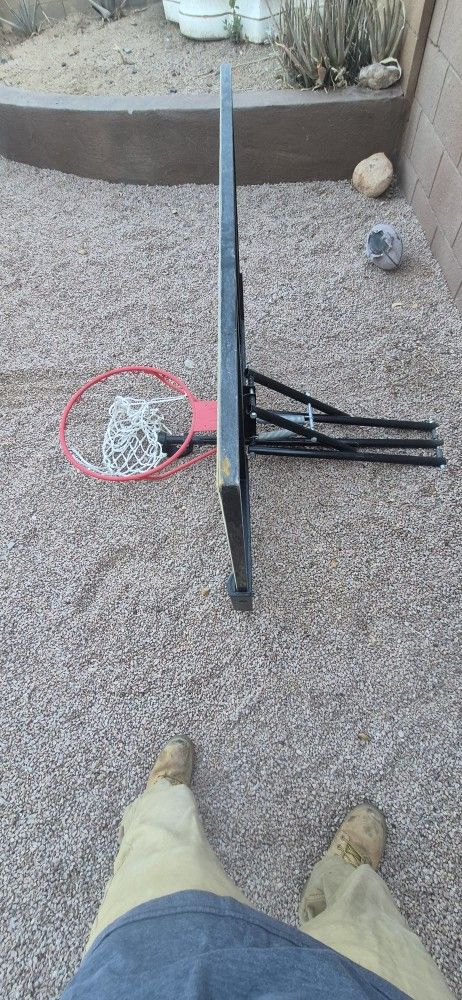 Basketball Hoop And Backboard With Easy Adjustments Height Handle To Raise And Lower Backboard